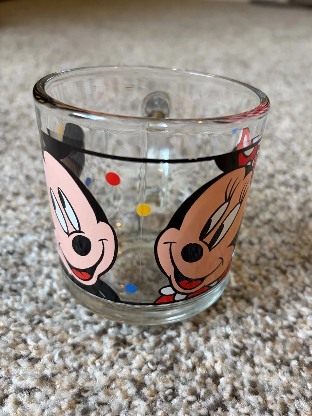 Vintage Mickey & Minnie Glass Mug